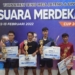 DARI KIRI: Affan PTM Sukun, Doni Sukun, Sena RF Solo, Gibran S41. Para pemenang turnamen tenis meja Suara Merdeka Cup 2022 yang diselenggarakan di GOR Drs. H. Pudjiharjo Kampus 2 Universitas Sains Al-Qur'an (UNSIQ) Jawa Tengah di Wonosobo. Foto/Muhammad Rizal Al Kurni